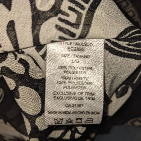 Black and Cream Kimono Summer Beach Cover/ Sz Large - Picture 6 of 11